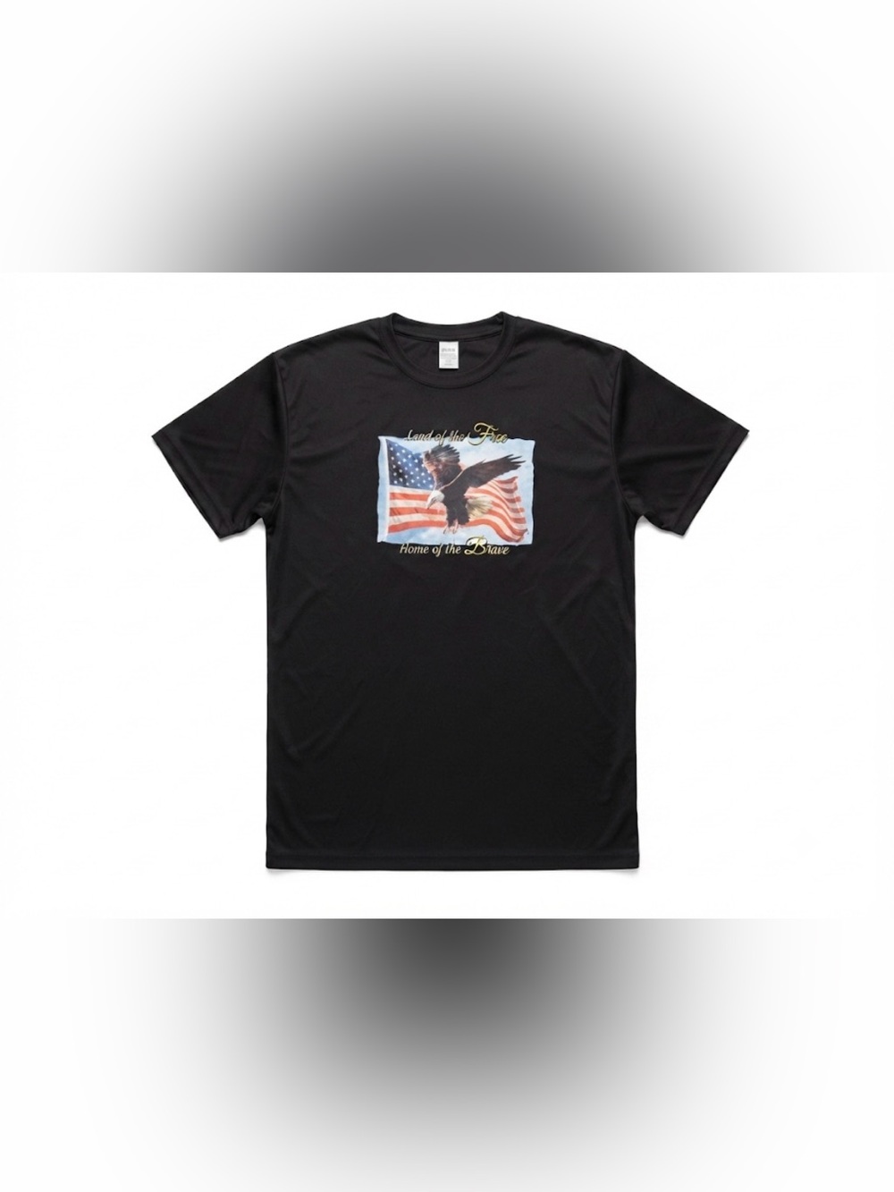 Mens USA Flag Eagle Shirt Size L Black Polyester Patriotic Graphic T-Shirt